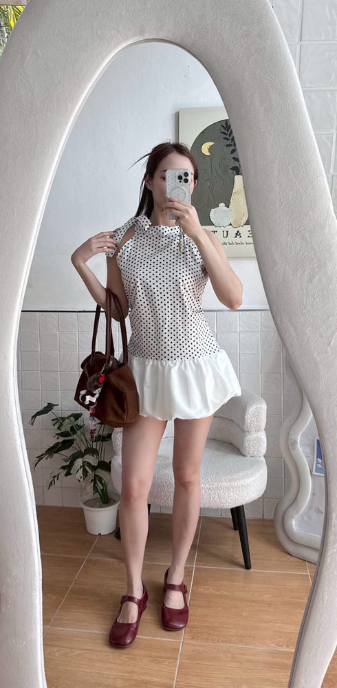 Halter Neck Design Polka Dot Tops